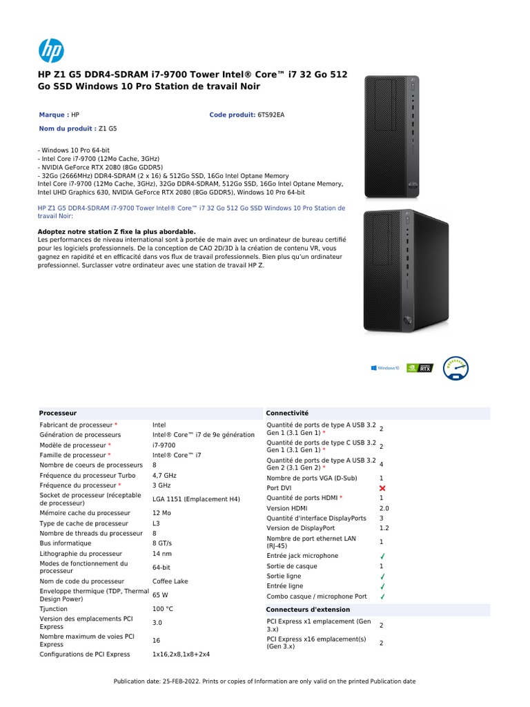 Station de travail CAO - Windows 10 Pro, Intel, RAM DDR4 32 Go, NVMe 5