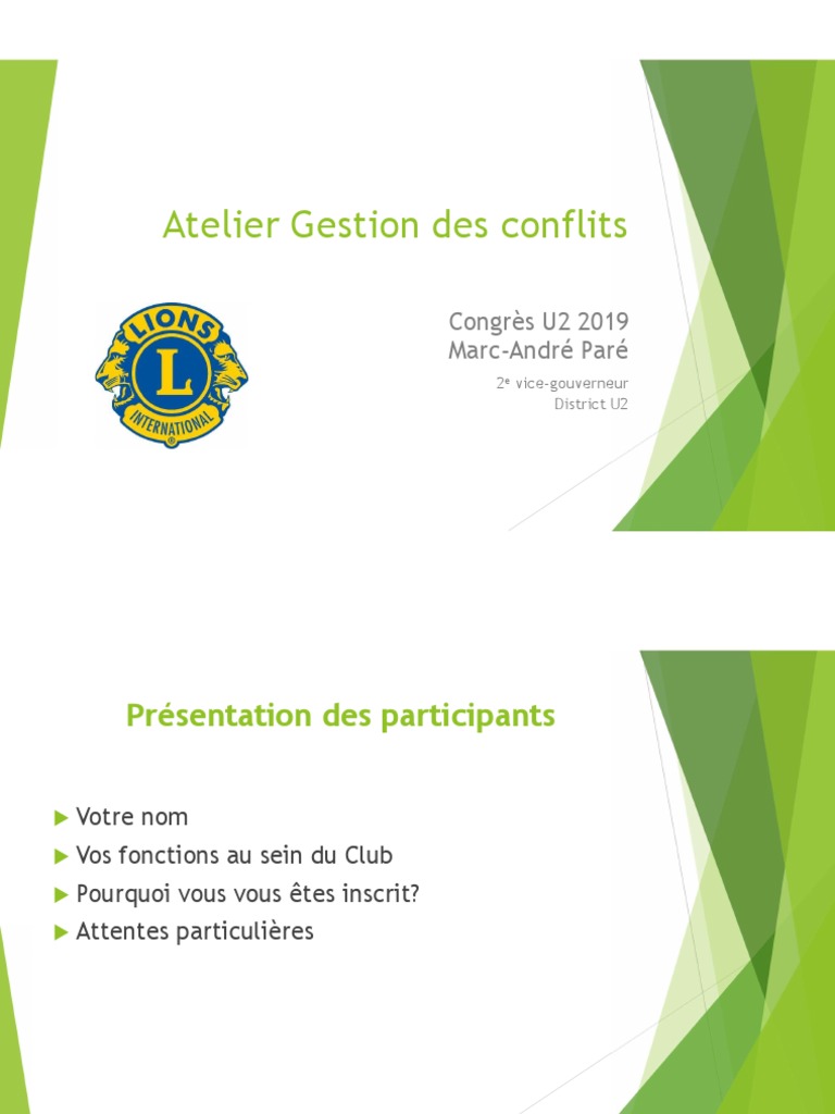 Atelier sur la gestion des conflits | PDF | Résolution de conflit ...