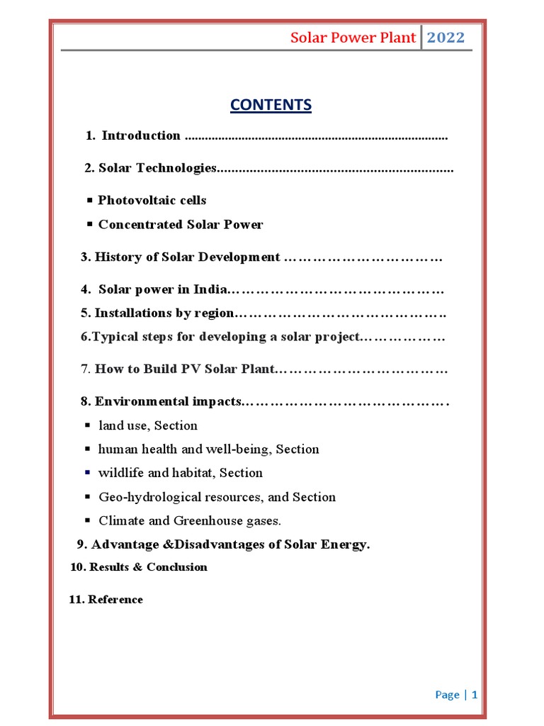 Study On Solar Power Plant | PDF | Solar Power | Photovoltaics