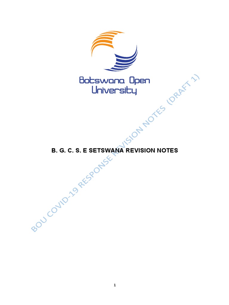 BGCSE Setswana Revion Notes (Final) PDF