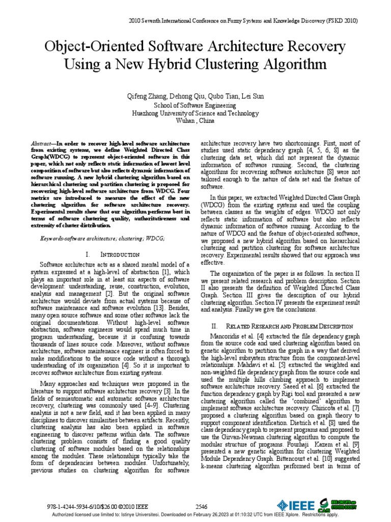 Object-Oriented Software Architecture Recovery Using A New Hybrid ...