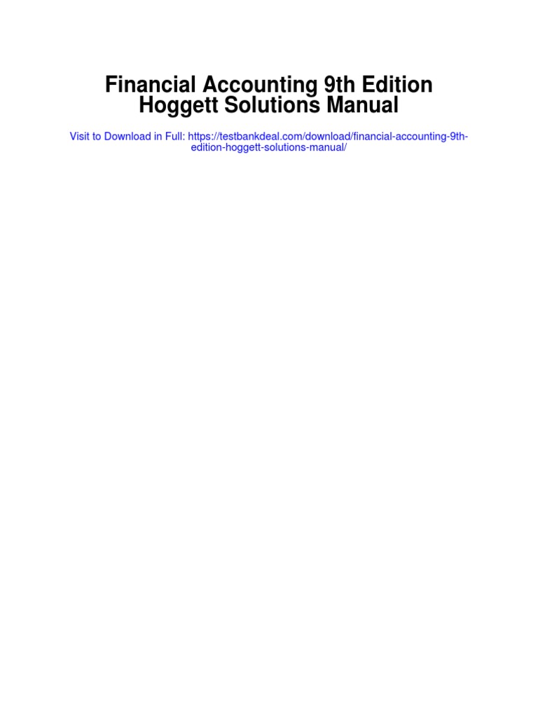 Financial Accounting 9th Edition Hoggett Solutions Manual PDF