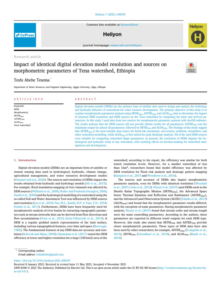 Impact of Identical Digital Elevation Model Resolu | PDF | Drainage ...