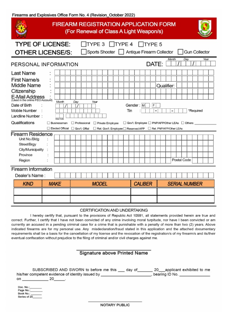LTOPH Firearm Form PDF