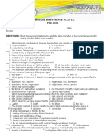 Earth and Life Science Pretest