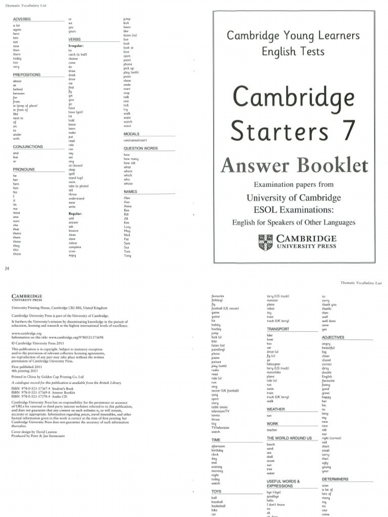 Tests Starters 7 Key | PDF