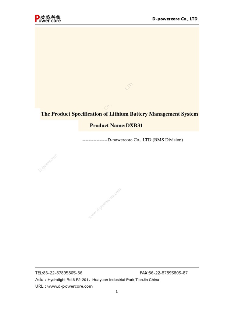 DXB31 Lithium Battery Management System | PDF | Lithium Ion Battery ...