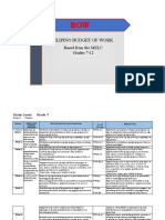 BUDGET OF WORK IN FILIPINO SECONDARY Gr. 7 12 - SHARED TO SCHOOLS