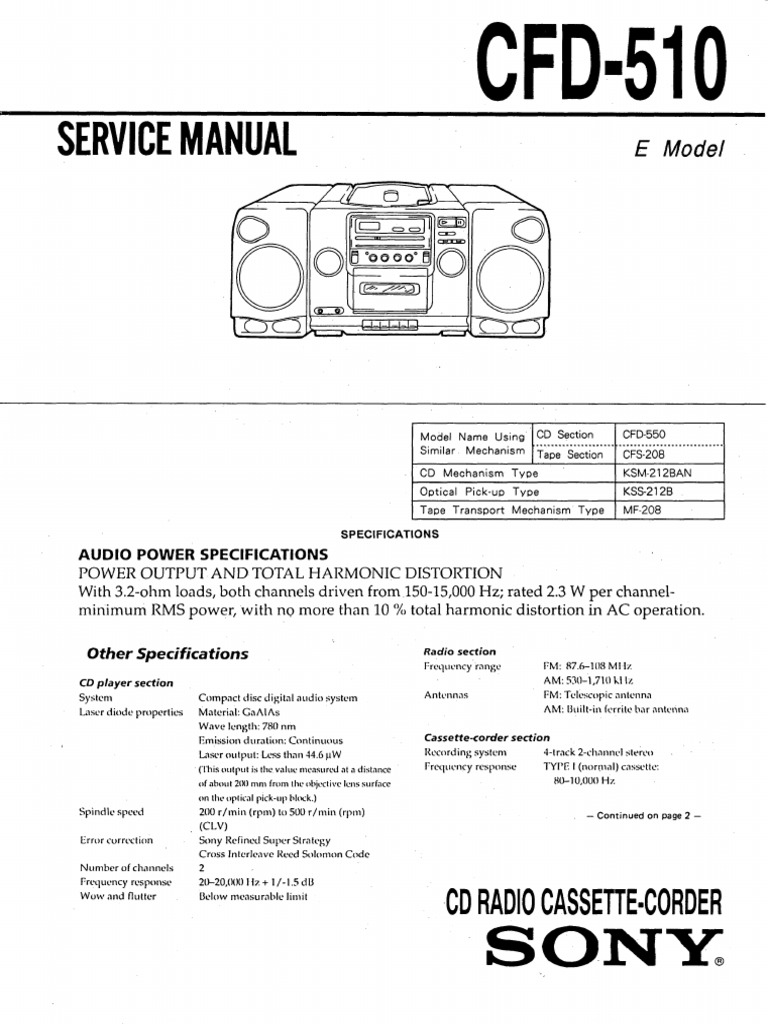 Sony CFD 510 Service Manual PDF