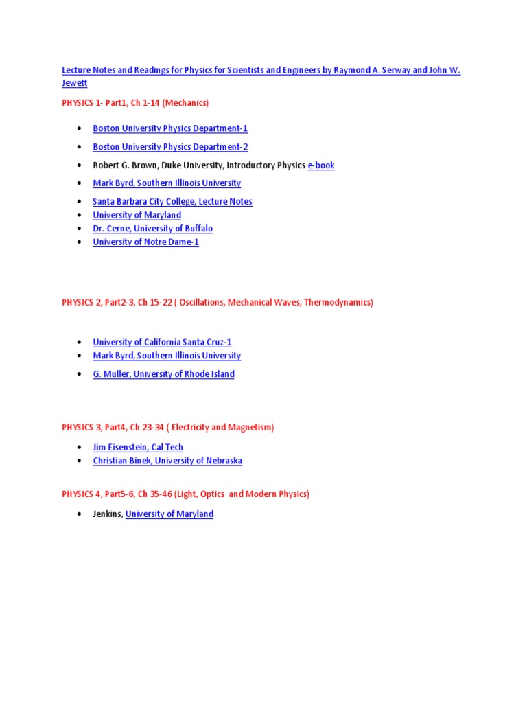 Physics Lecture Notes and Resources | PDF