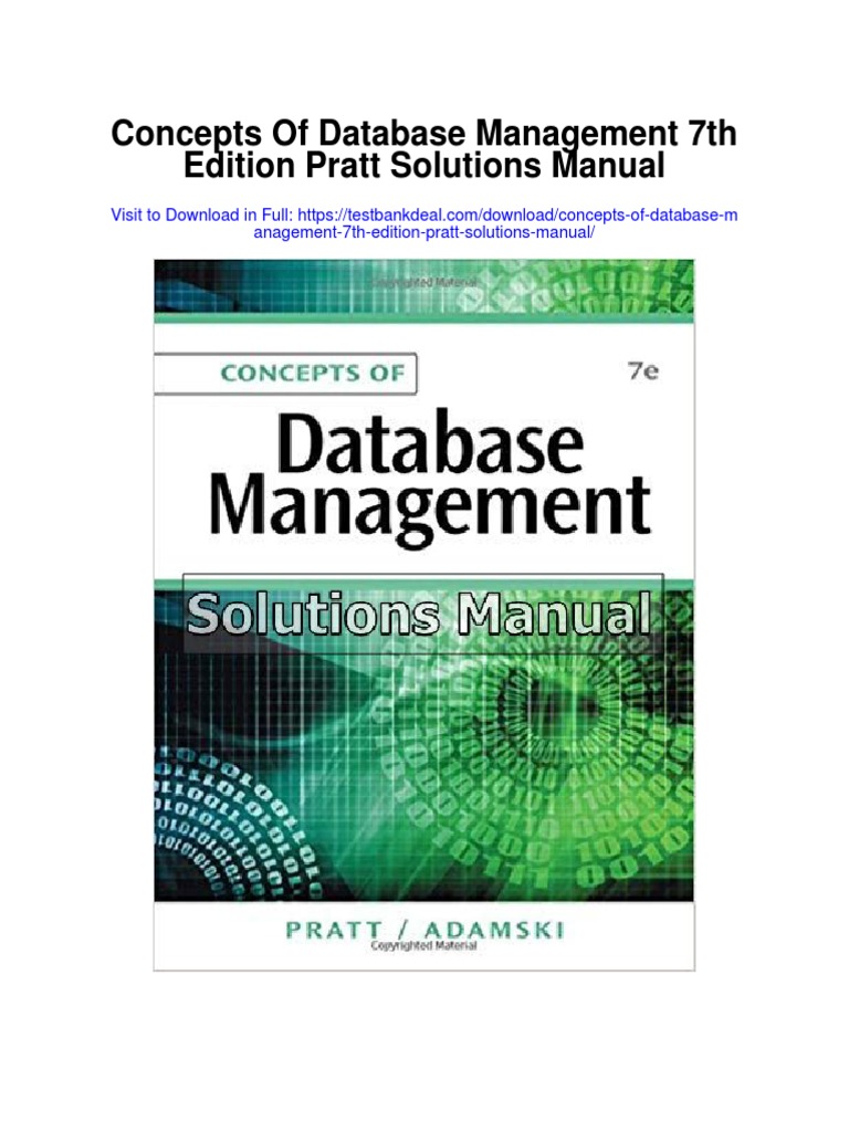 Concepts of Database Management 7th Edition Pratt Solutions Manual