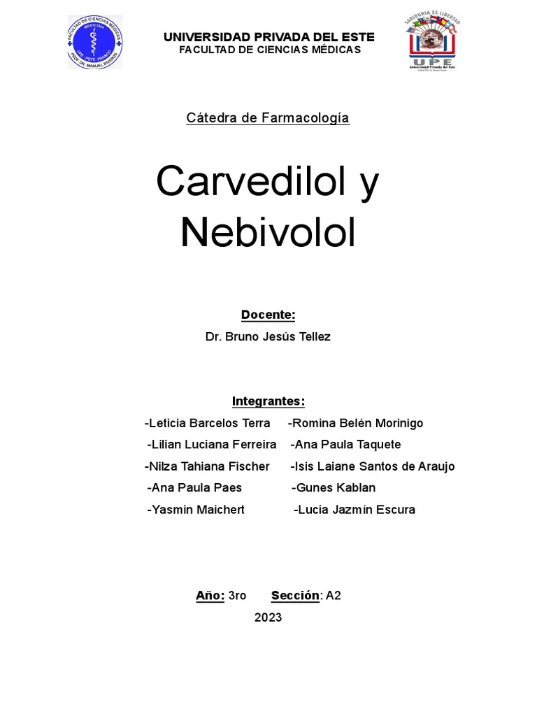 Trabajo de Farmaco Carvedilol y Nebivolol | PDF