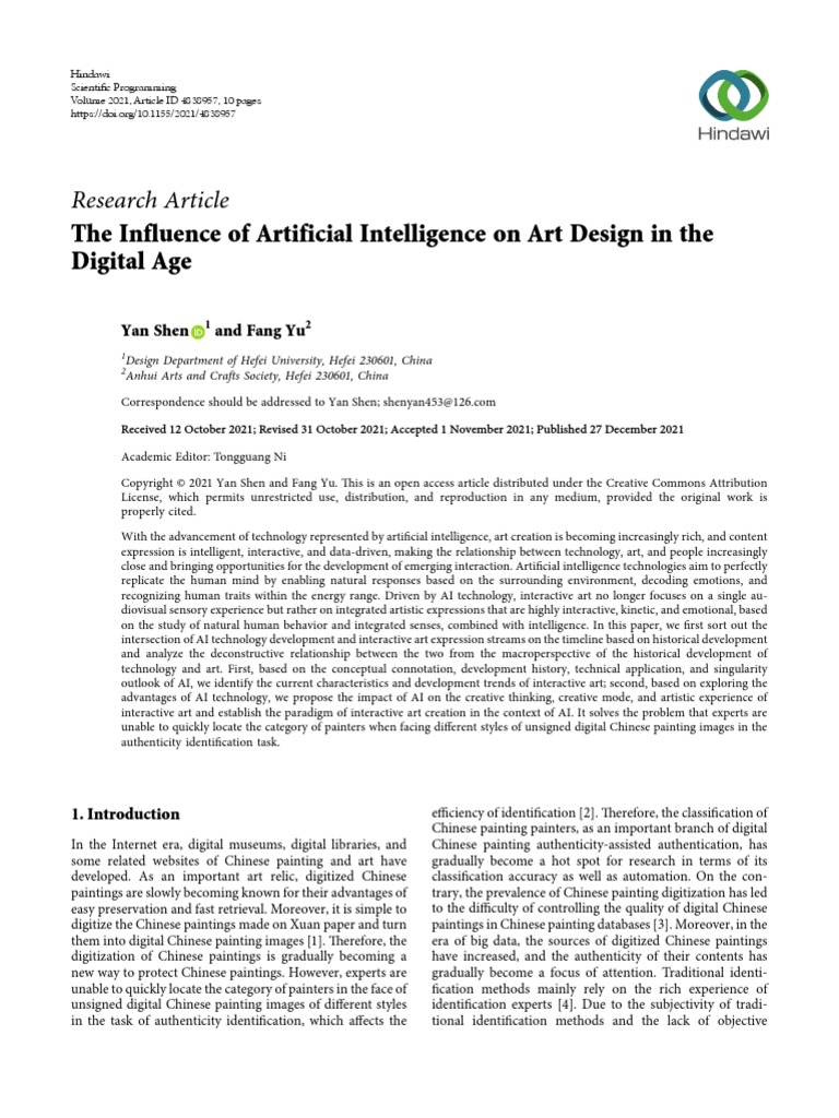 The Influence of Artificial Intelligence On Art Design in The Digital ...