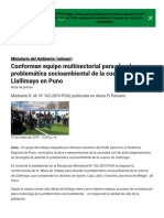 Conforman Equipo Multisectorial para Abordar Problemática Socioambiental de La Cuenca de Llallimayo en Puno