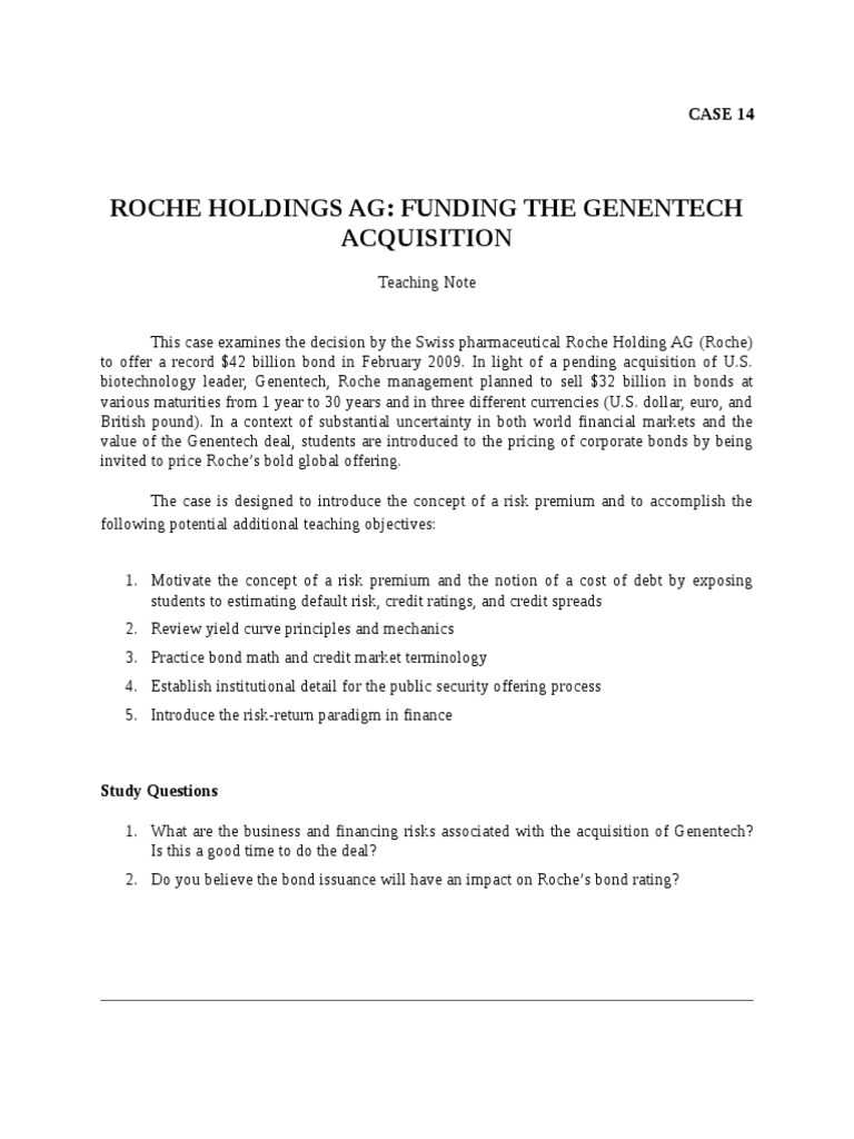 TN14 Roche Holdings AG Funding The Genentech Acquisition | PDF