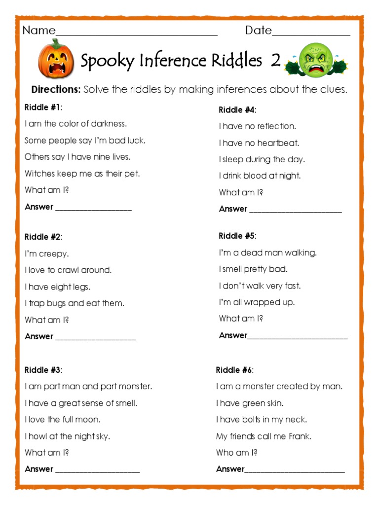 Spooky Inference Riddles for Kids | PDF