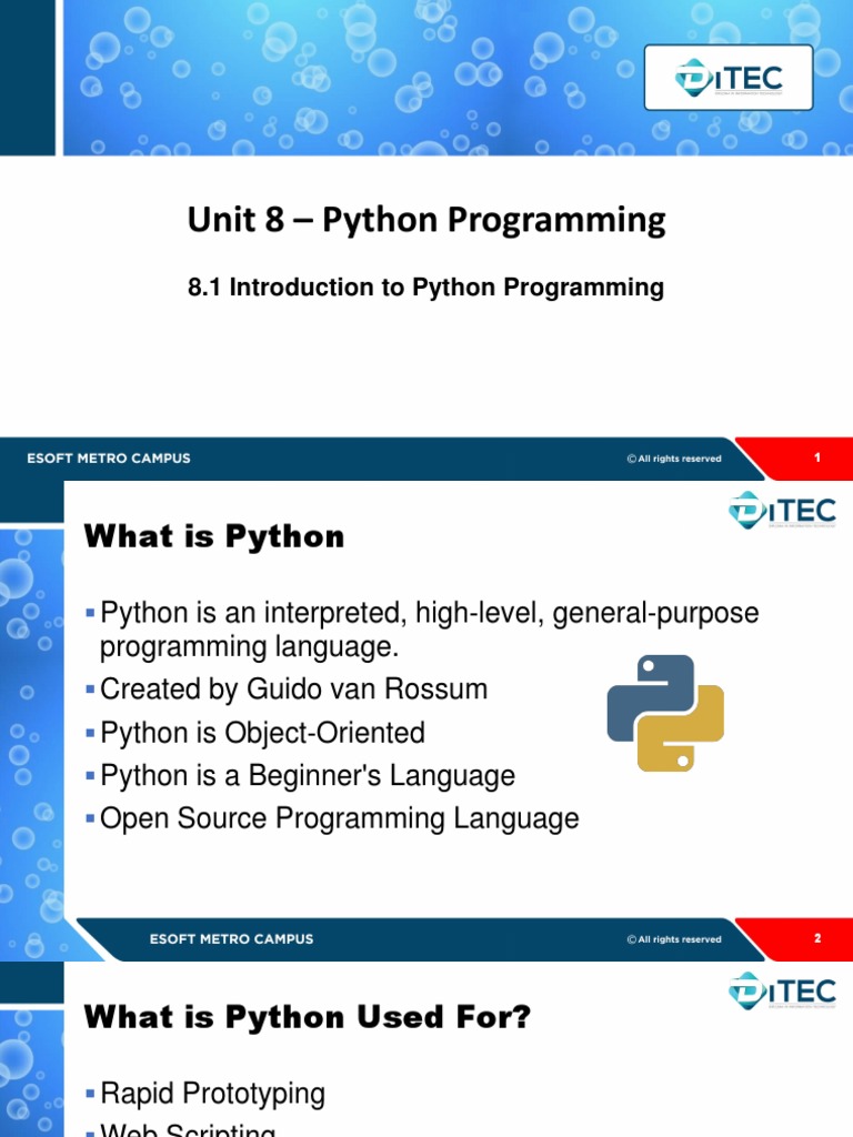 Unit 8.1 IntroductionToPython | PDF