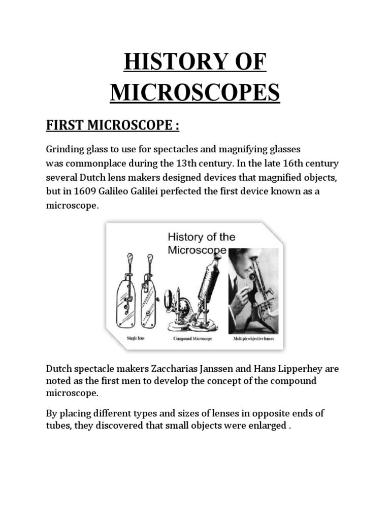 History of Microscopes PDF Microscope Electron Microscope