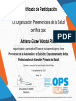 Prevención de La Autolesión y El Suicidio Empoderamiento de Los Profesionales de Atención Primaria de Salud-Certificado Del Curso 2345510