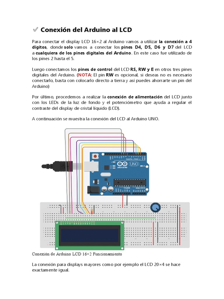 Conexión Arduino y LCD 16x2 Paso a Paso | PDF | Informática