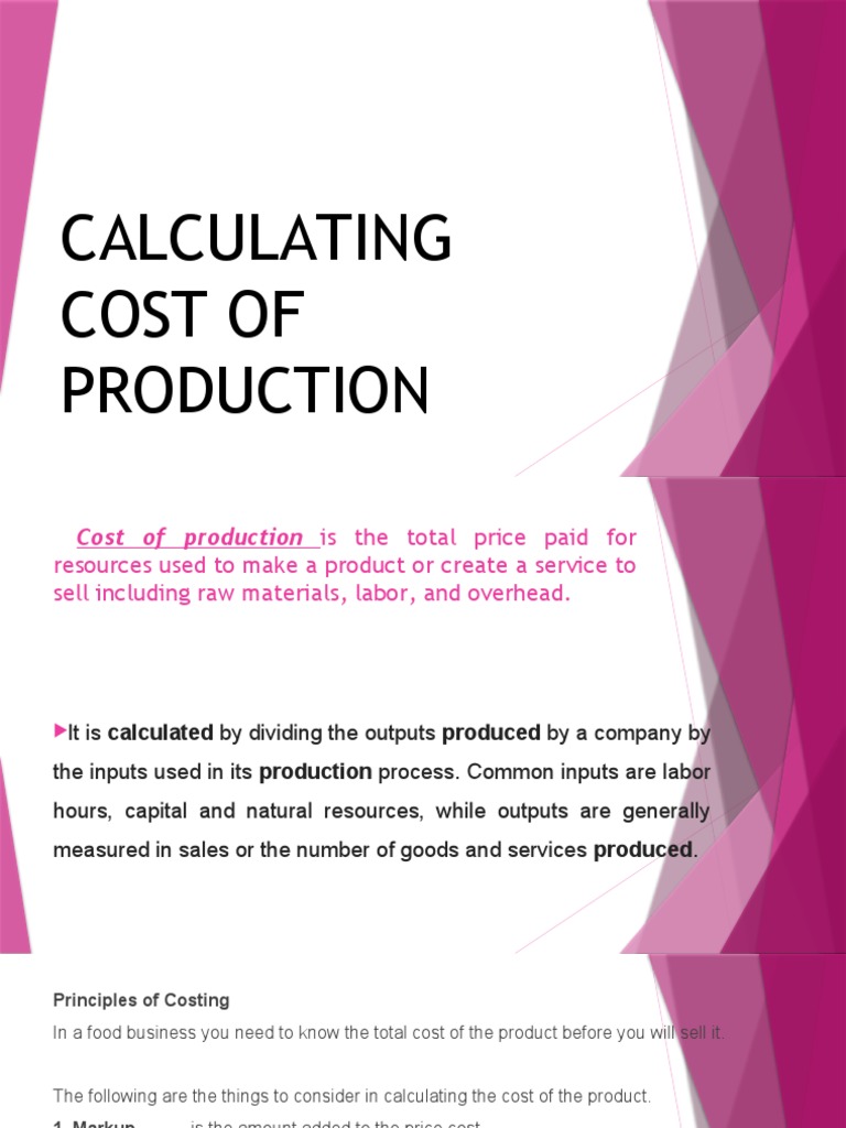 Cost of Production Calculation Guide | PDF | Cost | Prices