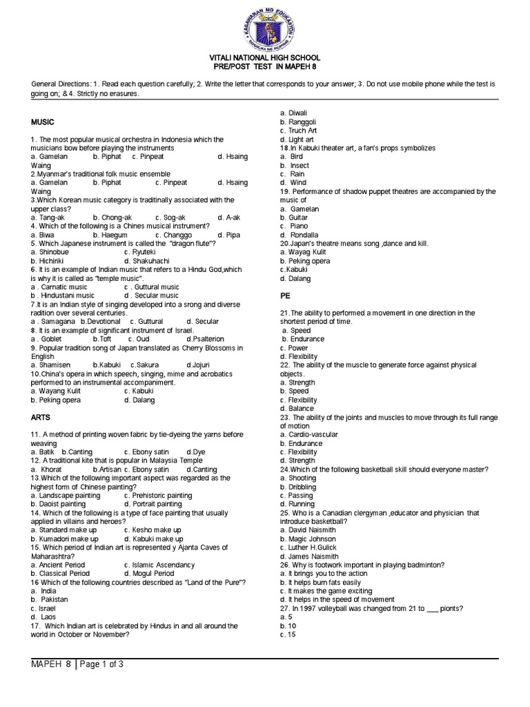 Pre test mapeh 8 download free pdf energy homeostasis obesity
