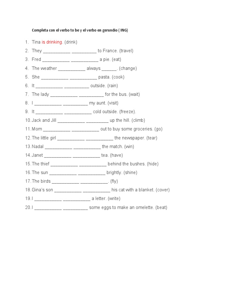 Ejercicios Present Continuous | PDF | Estudios de idiomas extranjeros