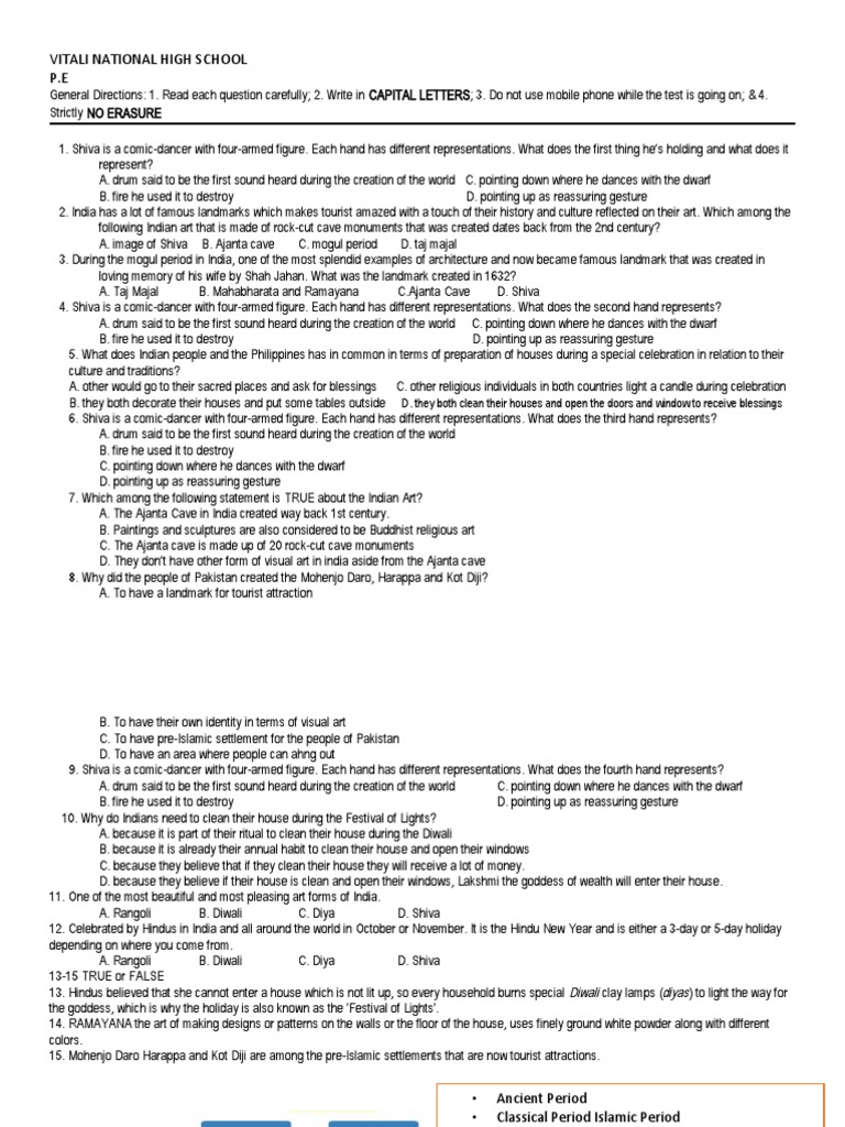 3RD-QUARTER Arts8 LONG QUIZ | PDF