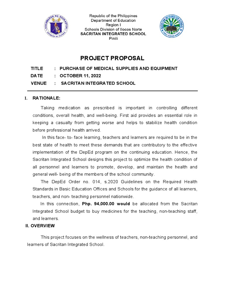 Medical Supplies Purchase Proposal | PDF | Learning | Medical Device