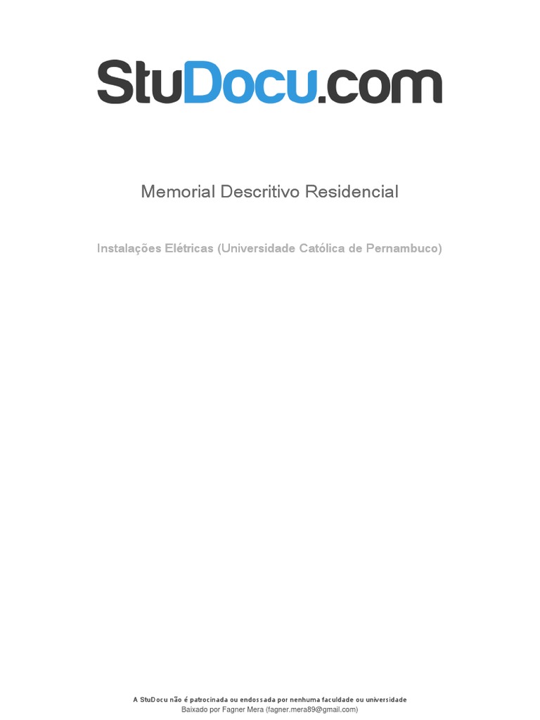 Exemplo Memorial-Descritivo-Residencial | PDF | Distribuição de energia ...