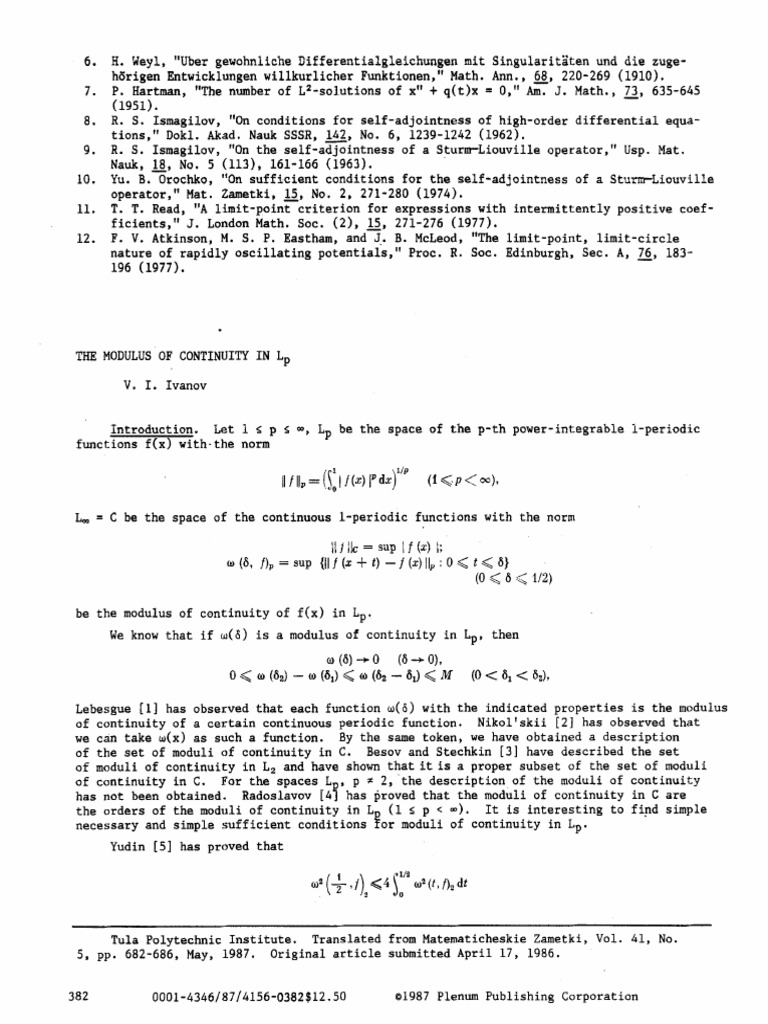 The modulus of continuity Lp | PDF | Linear Algebra | Analysis