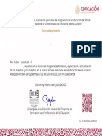 Constancia Del Curso para La Implementación Del Área de Conocimiento de Humanidades 1