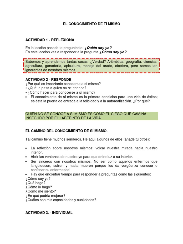 Etica - El Conocimiento de Tí Mismo | PDF | Relaciones personales ...