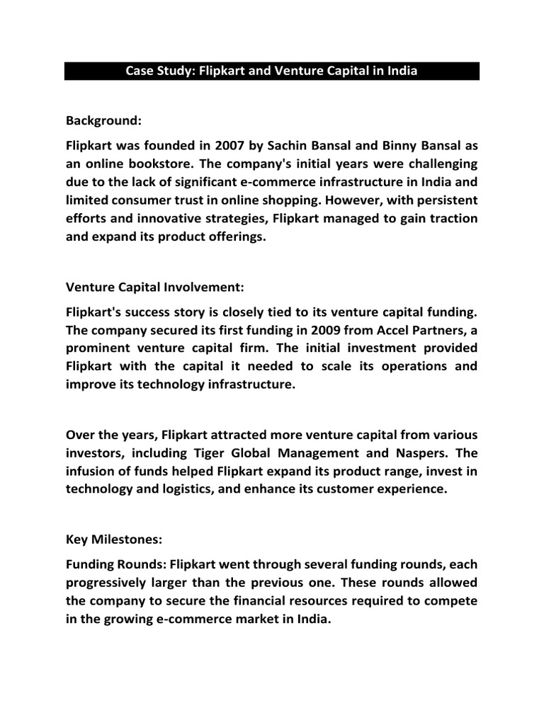 Flipkart Case Study Pdf Venture Capital Corporate Finance