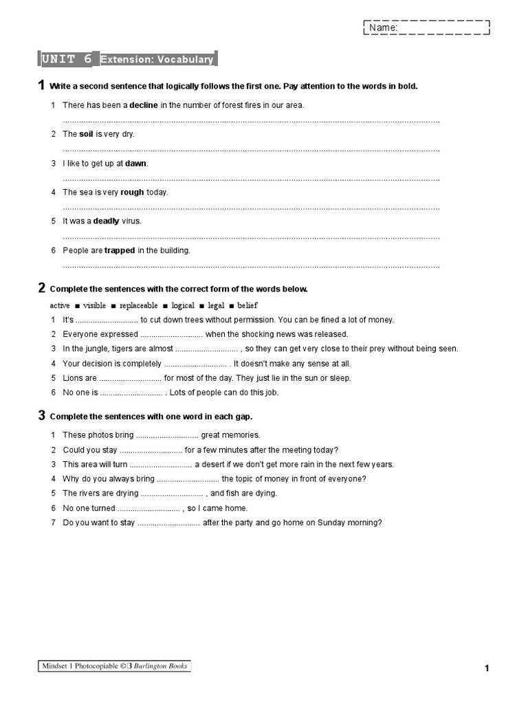 UNIT 6 Extension Exercises PDF