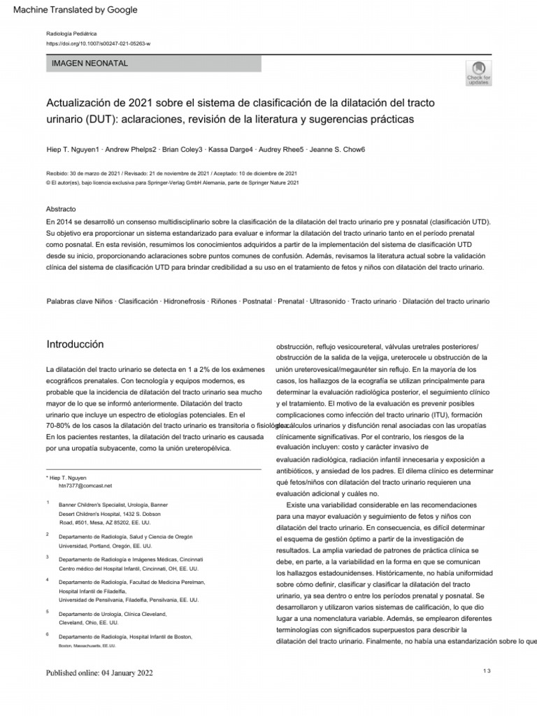 Actualización 2021: Clasificación UTD | PDF | Riñón | Especialidades ...