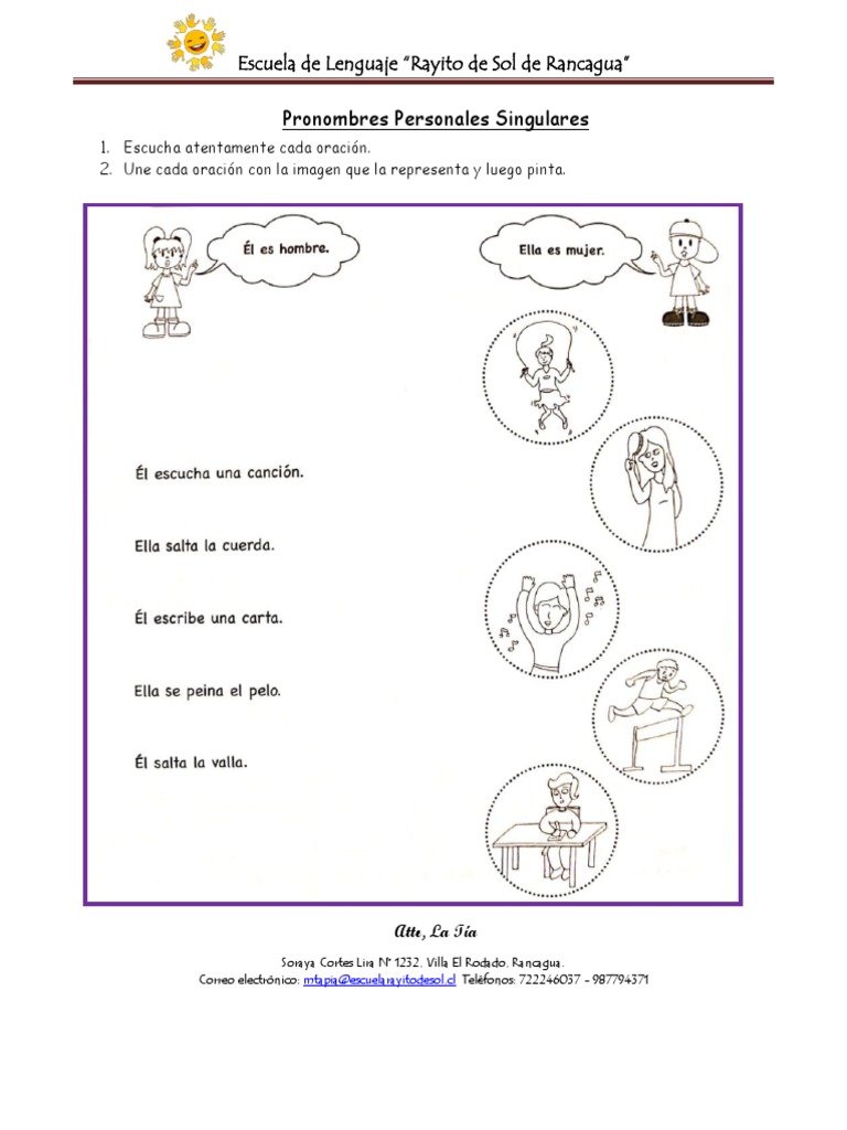 Pronombres Personales Singulares (MM) | PDF
