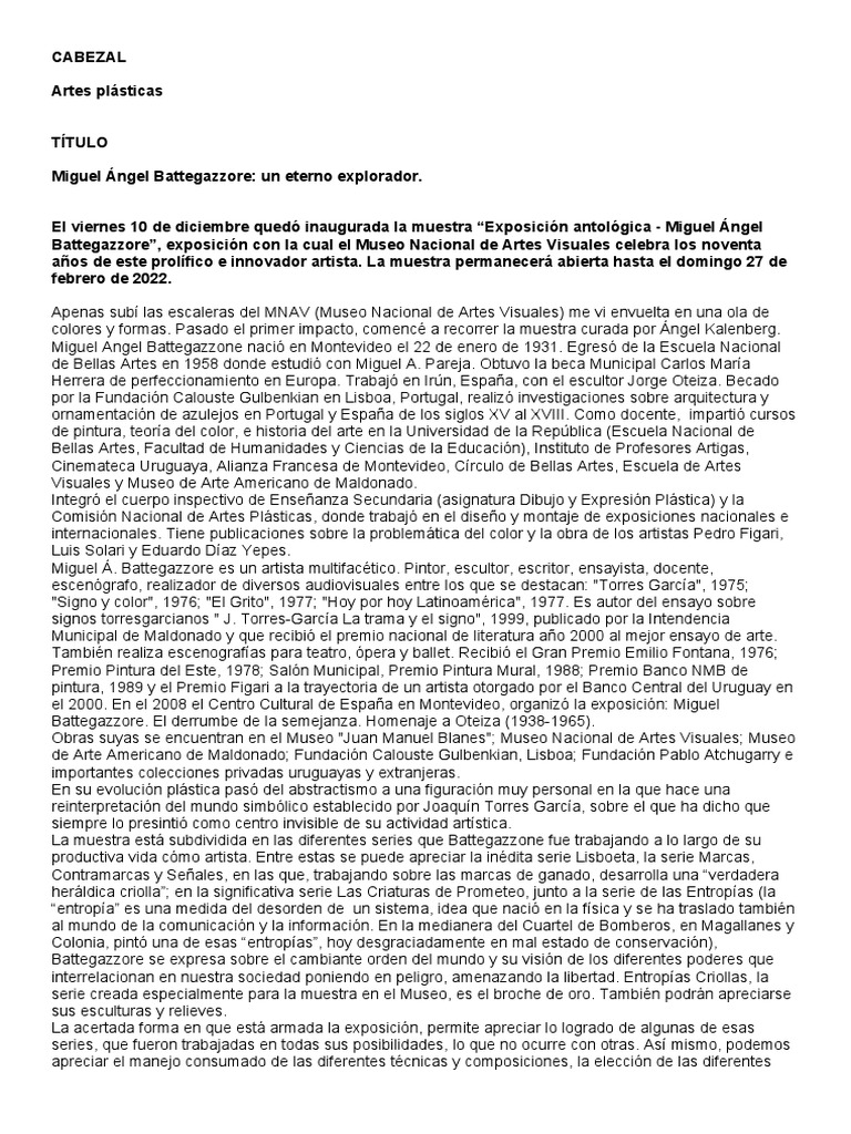 Miguel Angel Battegazzore Def. PDF Museo Uruguay