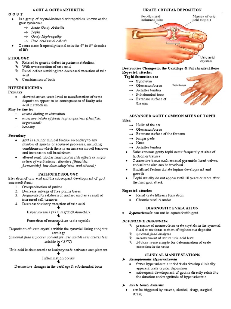 Gout Osteoarthritis Rheumatid Arthritis | PDF