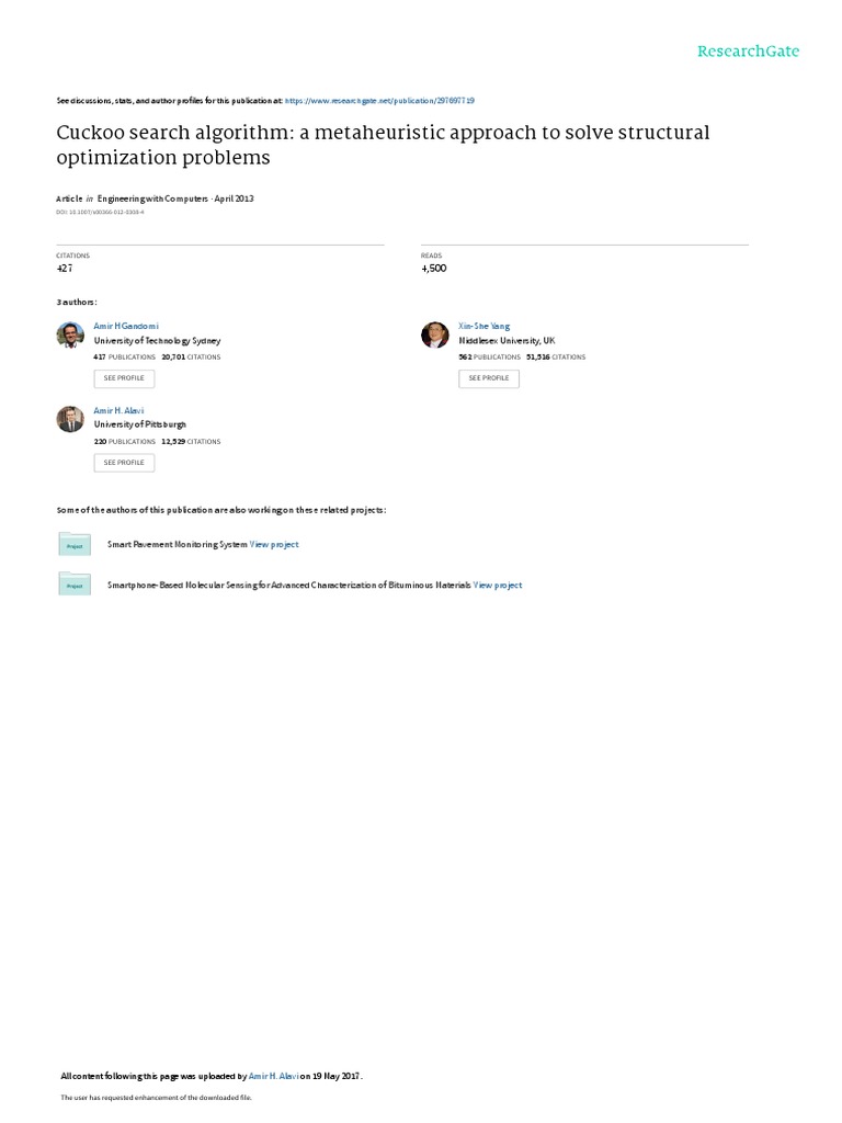 Cuckoo Search Algorithm | PDF | Mathematical Optimization | Metaheuristic