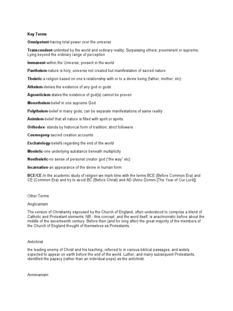 Key Terms Religion Terms PDF Eucharist Catholic Church