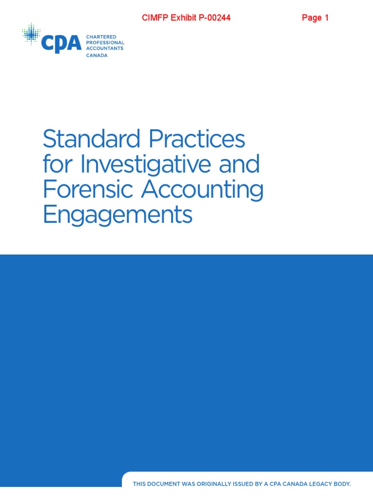 Cpa canada standard practices for investigative and forensic accounting