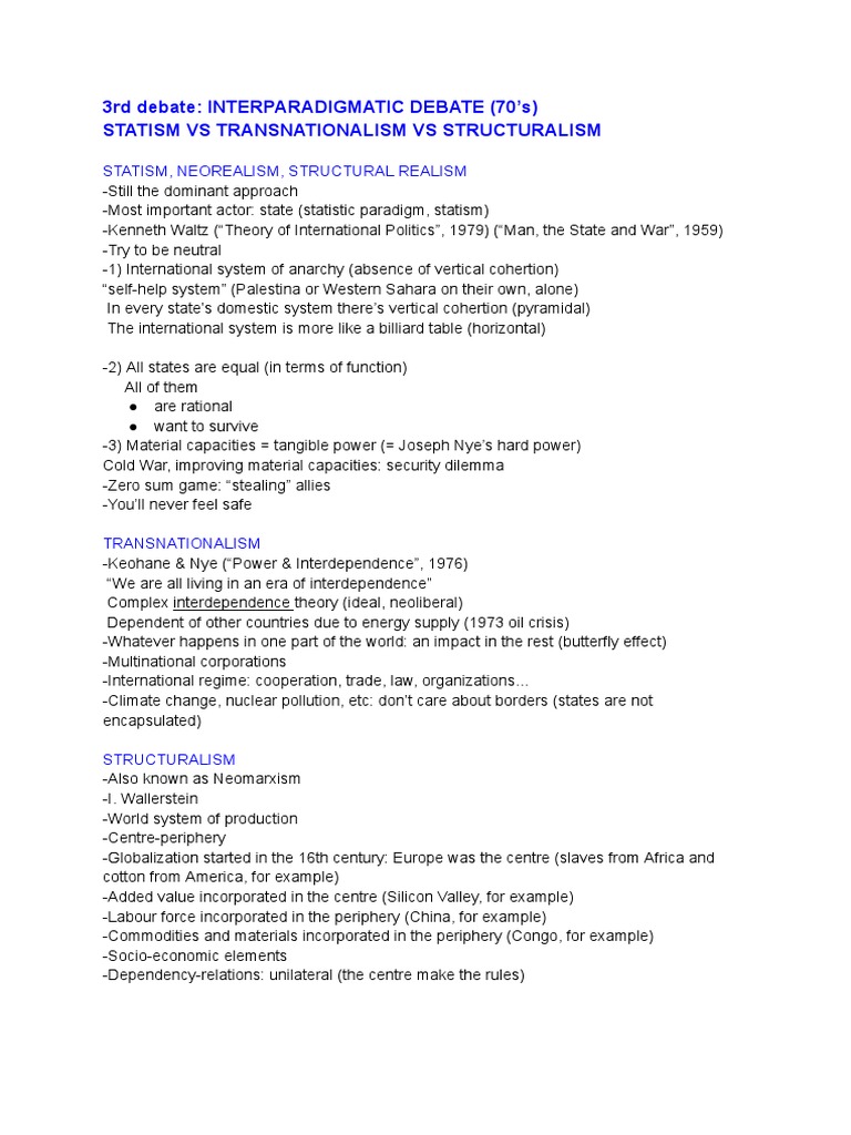 3rd 4th Debates International Relations Pdf Political Theories