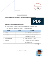 Assessment Worksheet For TE LESSON