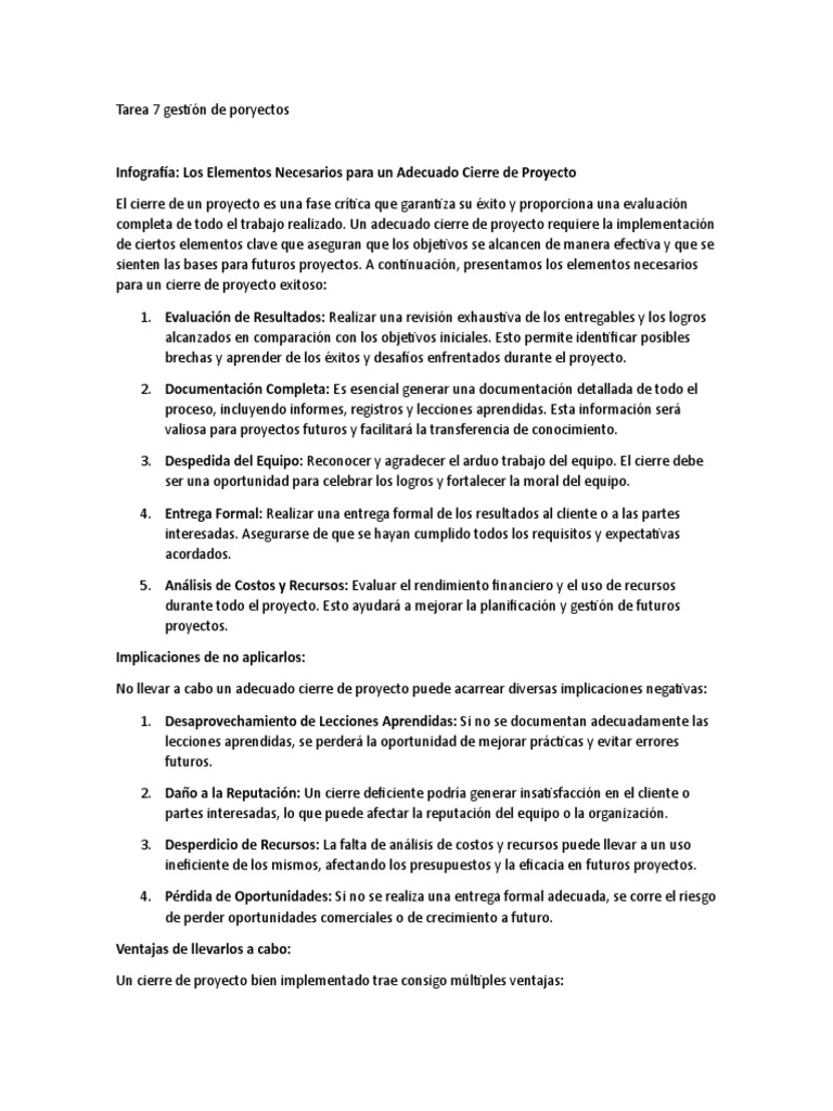Responsabilidad del Equipo en el Cierre de Proyectos | PDF | Evaluación ...