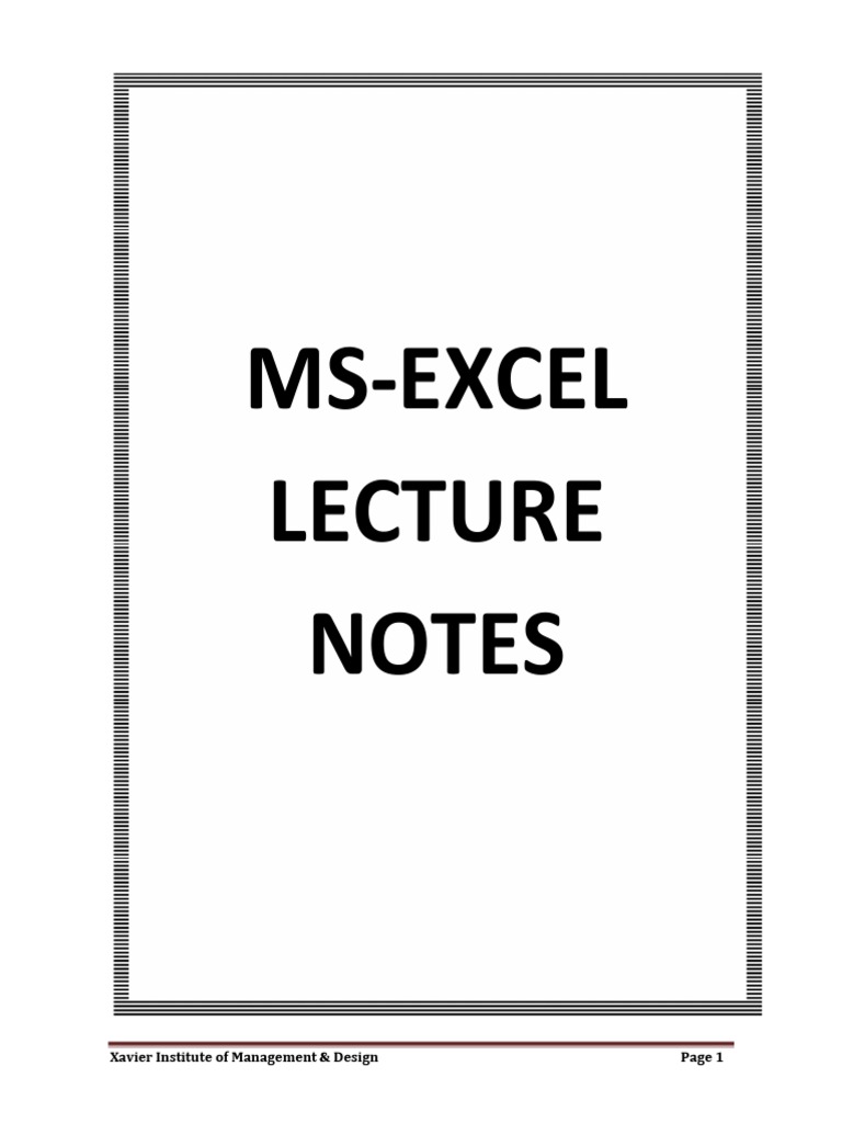 Excel notes pdf microsoft excel spreadsheet