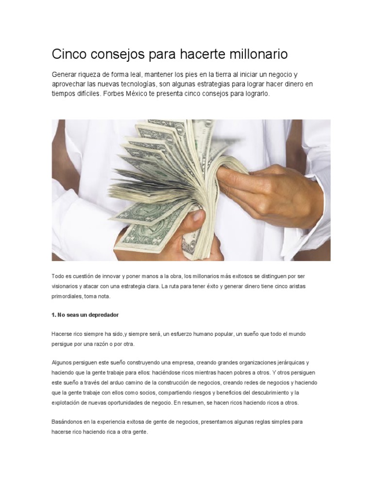 Consejos Para Ser Millonario | Pasos Para Ser Millonario – SFKAD