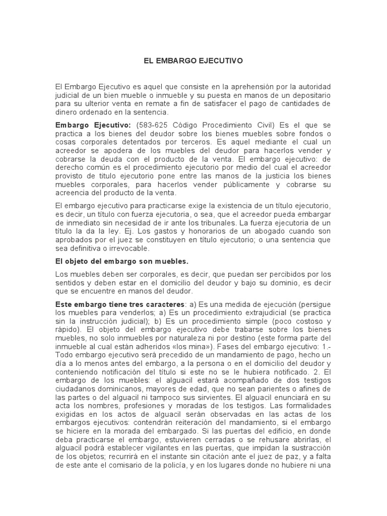 El Embargo Ejecutivo | PDF | Pagos | Justicia