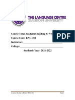 ENG 102 Academic Reading and Writing Updated 30th September
