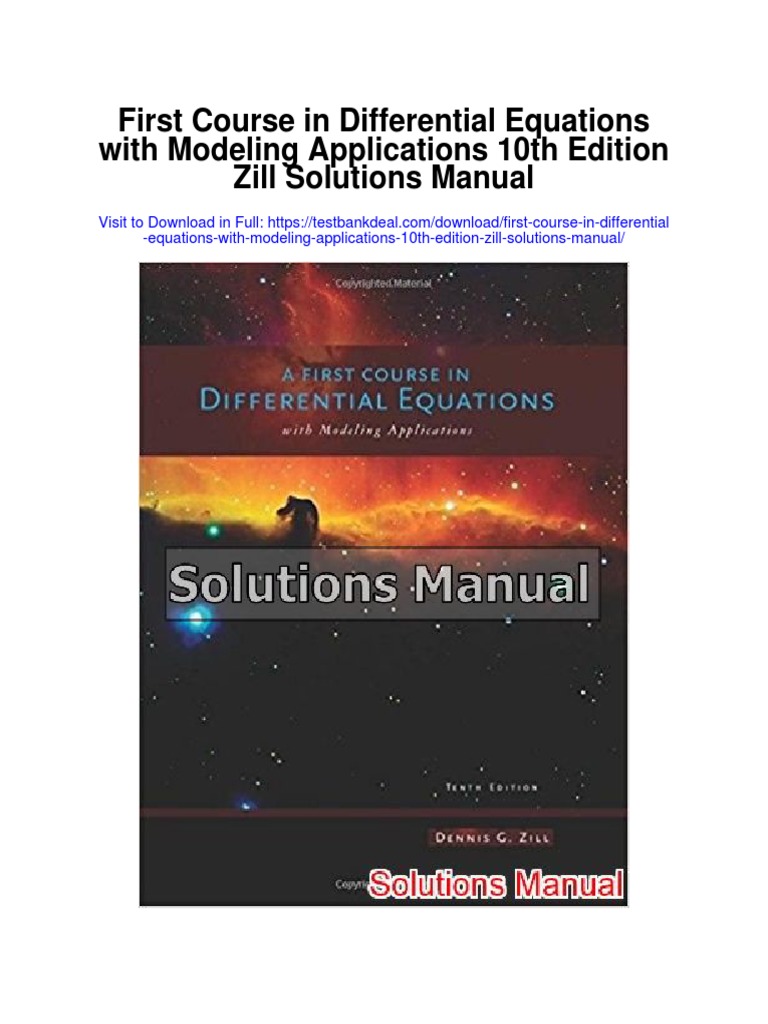 First Course in Differential Equations With Modeling Applications 10th